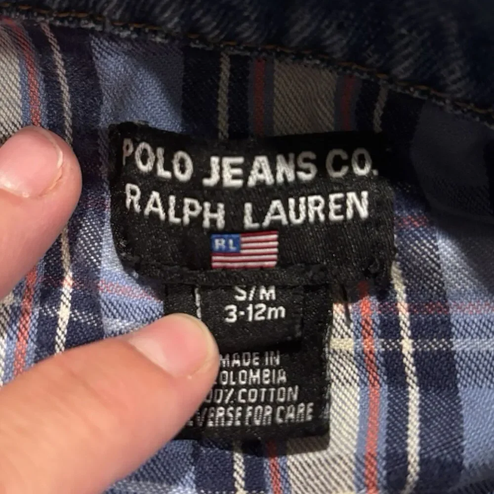 Vintage Y2K Polo Jeans Co Ralph Lauren RL Flag Denim Jacket Baby 3-12M